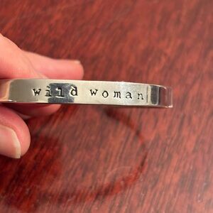 Wild Woman Stamped Silver cuff Bracelet
